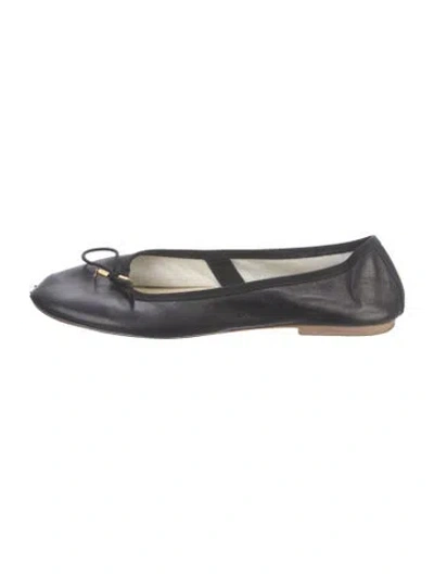 Pre-owned Celine Leather Bow Accents Ballet Flats In Black
