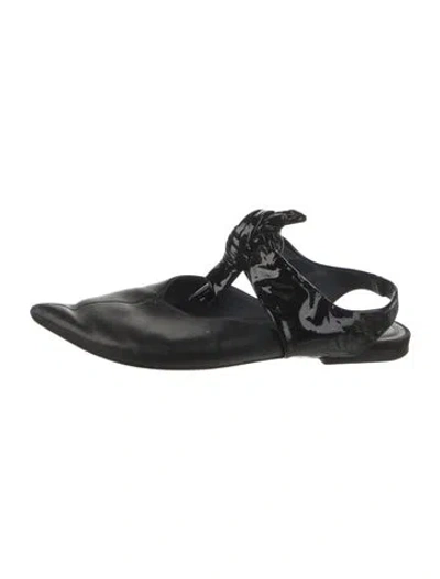 Pre-owned Celine Leather Bow Accents Mules In Black