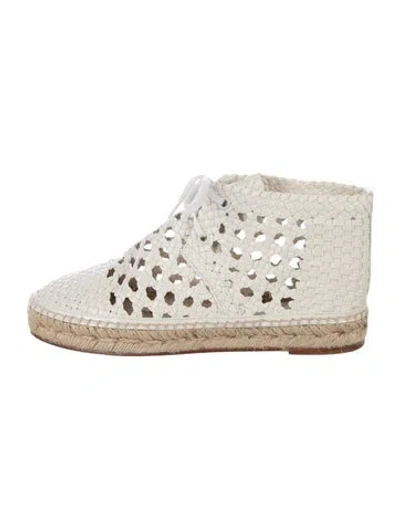 Pre-owned Celine Leather Braided Accents Boots In White