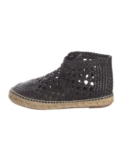 Pre-owned Celine Leather Braided Accents Espadrille Sneakers In Black