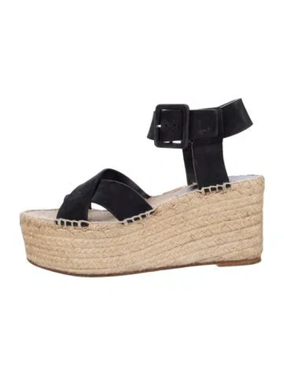 Pre-owned Celine Leather Braided Accents Espadrilles In Black