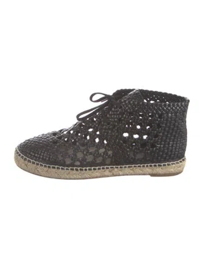 Pre-owned Celine Leather Braided Accents Espadrilles In Black