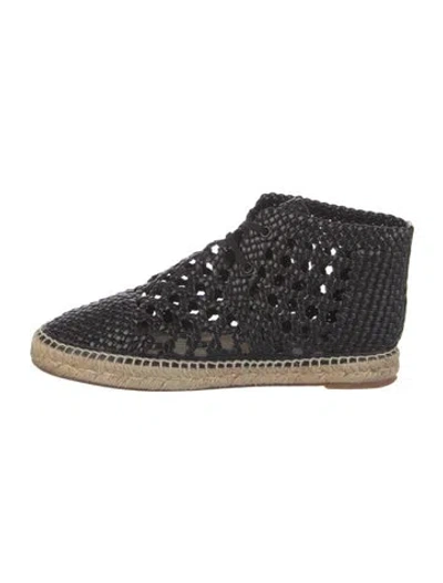 Pre-owned Celine Leather Braided Accents Espadrilles In Black
