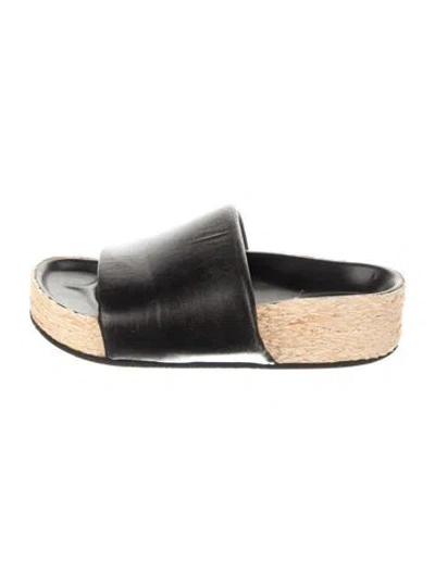 Pre-owned Celine Leather Braided Accents Espadrilles In Black