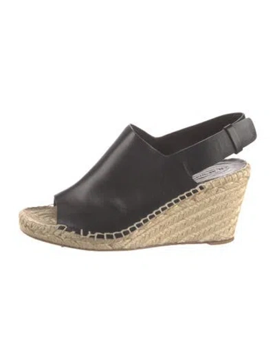 Pre-owned Celine Leather Braided Accents Espadrilles In Black