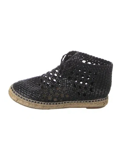 Pre-owned Celine Leather Braided Accents Espadrilles In Black