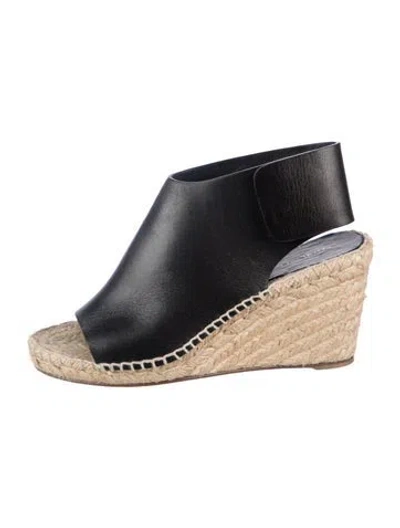 Pre-owned Celine Leather Braided Accents Espadrilles In Black