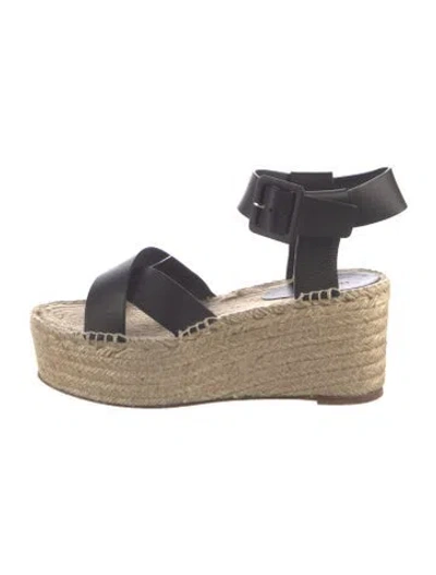 Pre-owned Celine Leather Braided Accents Espadrilles In Black
