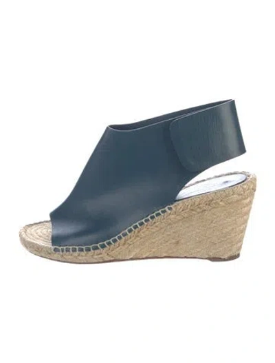 Pre-owned Celine Leather Braided Accents Espadrilles In Blue