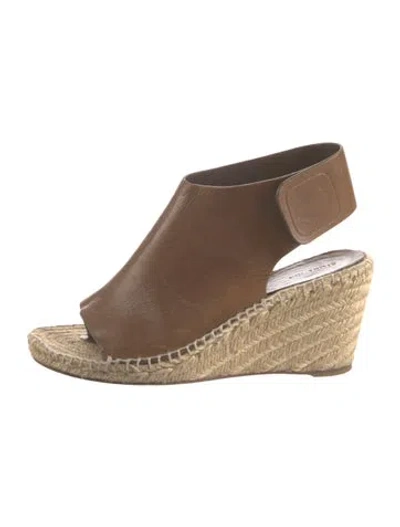 Pre-owned Celine Leather Braided Accents Espadrilles In Brown