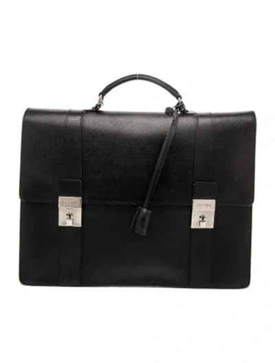 Pre-owned Celine Leather Briefcase Vintage In Black