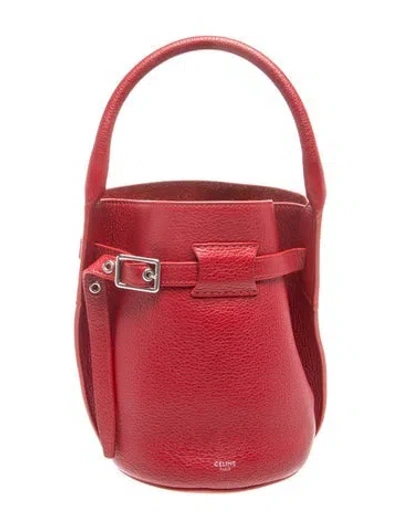 Pre-owned Celine Leather Bucket Bag Nano In Red