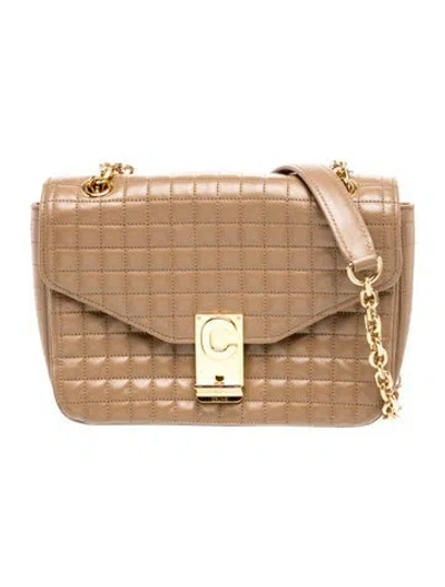 Pre-owned Celine Leather C Bag Medium In Neutral