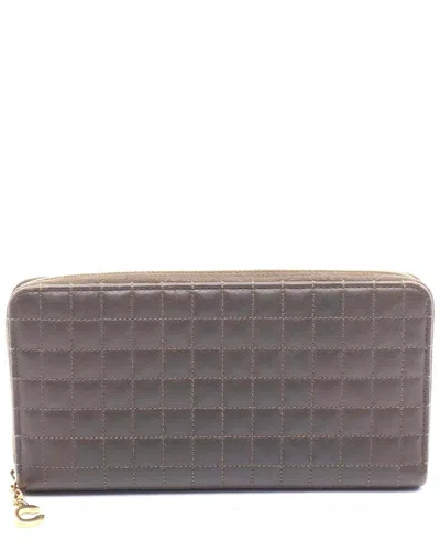 Pre-owned Celine Leather C Charm Large Zip Wallet (authentic Pre-loved)