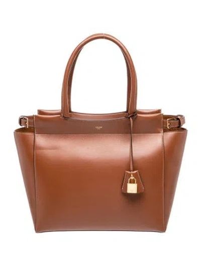 Pre-owned Celine Leather Cabas Bourgeois Shopper In Brown