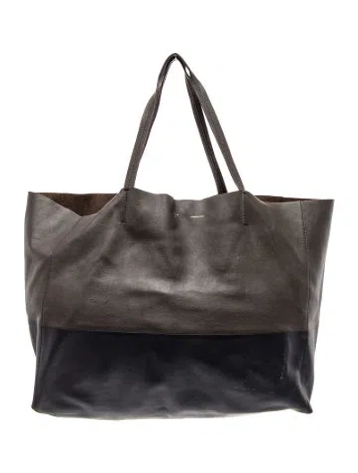 Pre-owned Celine Leather Cabas Horizontal In Neutral