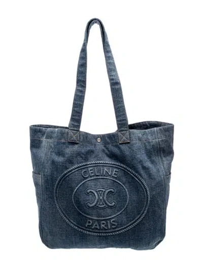 Pre-owned Celine Leather Cabas Phantom W/belt In Blue