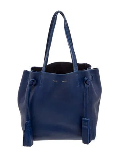 Pre-owned Celine Leather Cabas Phantom W/belt Small In Blue