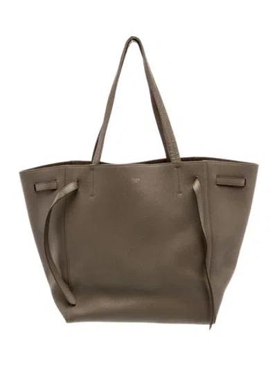 Pre-owned Celine Leather Cabas Phantom W/belt Small In Gray