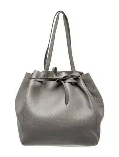 Pre-owned Celine Leather Cabas Phantom W/belt Small In Gray