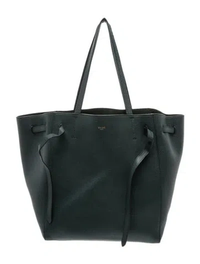 Pre-owned Celine Leather Cabas Phantom W/belt Small In Green