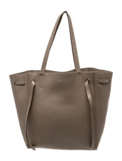 Pre-owned Celine Leather Cabas Phantom W/belt Small In Neutral
