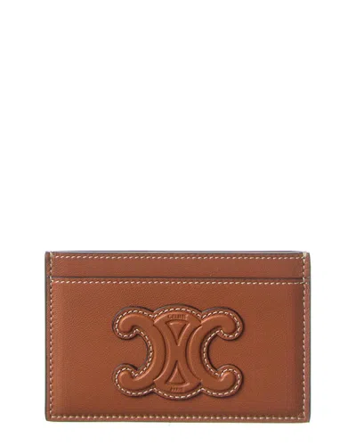 Celine Leather Card Case In Brown
