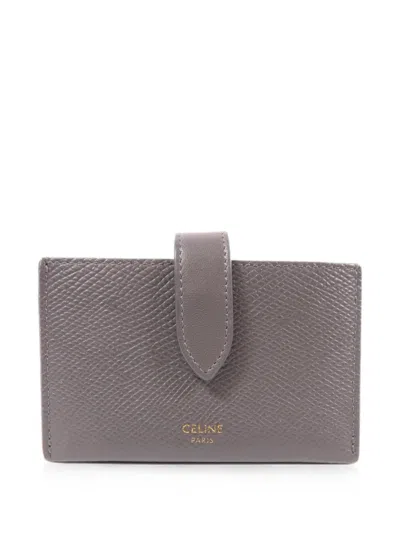 Pre-owned Celine Leather Card Case In Gray