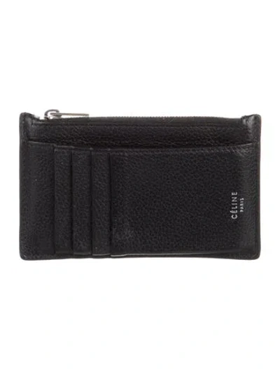 Pre-owned Celine Leather Card Holder In Black