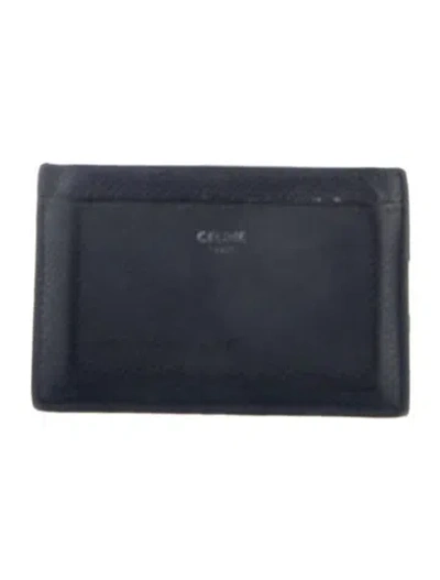 Pre-owned Celine Leather Card Holder In Black
