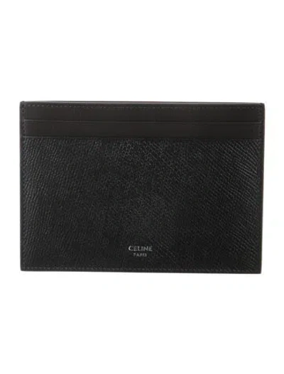 Pre-owned Celine Leather Card Holder In Black