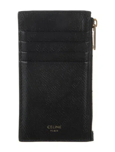 Pre-owned Celine Leather Card Holder In Black