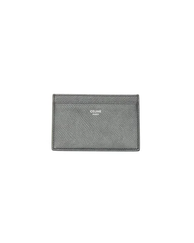 Celine Céline Leather Card Holder In Gray