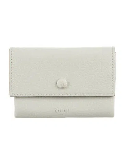 Pre-owned Celine Leather Card Holder In Grey