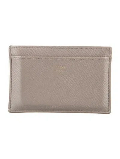 Pre-owned Celine Leather Card Holder In Grey
