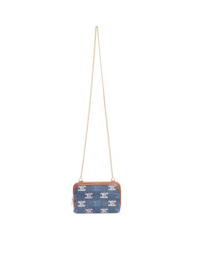 Celine Leather Chain Clutch In Multi