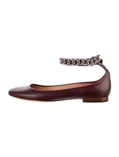 Pre-owned Celine Leather Chain-link Accents Ballet Flats In Burgundy