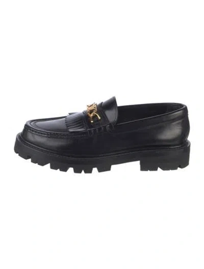 Pre-owned Celine Leather Chain-link Accents Loafers In Black