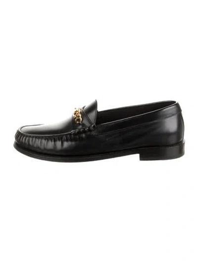 Pre-owned Celine Leather Chain-link Accents Loafers In Black