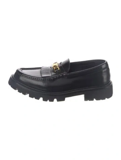 Pre-owned Celine Leather Chain-link Accents Loafers In Black