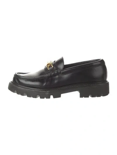 Pre-owned Celine Leather Chain-link Accents Loafers In Black
