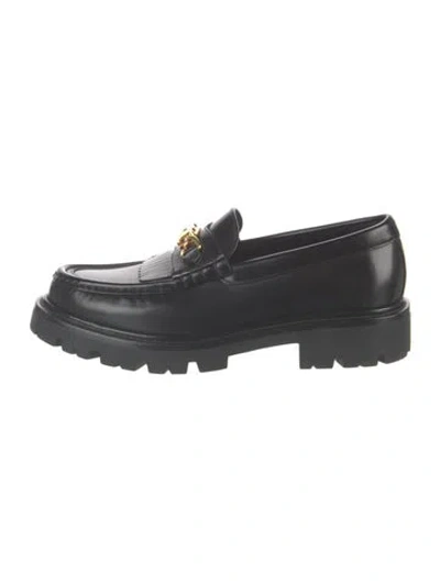 Pre-owned Celine Leather Chain-link Accents Loafers In Black