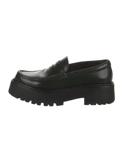 Pre-owned Celine Leather Chain-link Accents Loafers In Black
