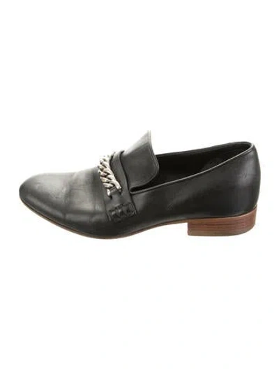Pre-owned Celine Leather Chain-link Accents Loafers In Black