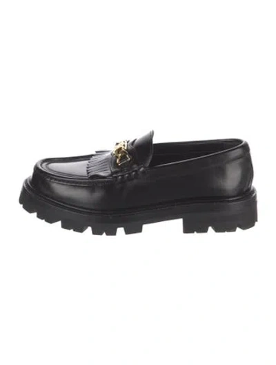 Pre-owned Celine Leather Chain-link Accents Loafers In Black