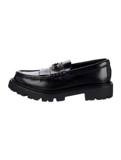 Pre-owned Celine Leather Chain-link Accents Loafers In Black