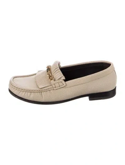 Pre-owned Celine Leather Chain-link Accents Loafers In Black/neutrals