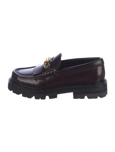 Pre-owned Celine Leather Chain-link Accents Loafers In Blue
