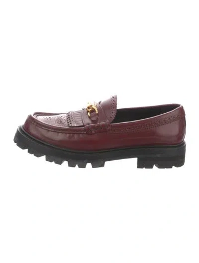 Pre-owned Celine Leather Chain-link Accents Loafers In Burgundy
