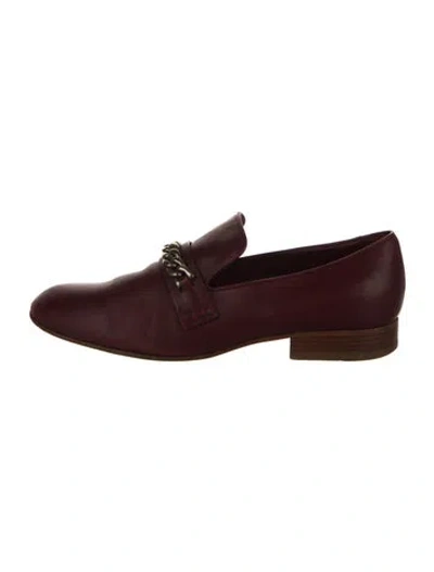 Pre-owned Celine Leather Chain-link Accents Loafers In Burgundy